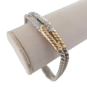 MX JEWELRY Two tone pave link cable chain bracelet Magnetic closure